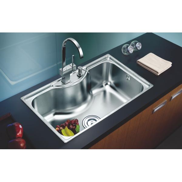 Quality 800x500mm Top Mount Stainless Steel Single Bowl Sink Noise Elimination for sale