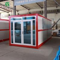 China Fast Installation Folding Container Home Red Frame Single Sided Glass Wall factory