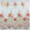 China Pure Handmade Flower Blush Pink Lace Fabric MDX 135cm Width Embroidered factory