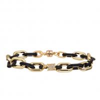 China Champagne Gold Plated Copper Jewelry Chain Magnetic Link Bracelet for Women factory