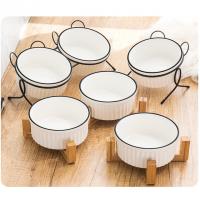 Quality Custom Ceramic Custom Pet Bowls Feeders Rounded Shape With Shelf for sale