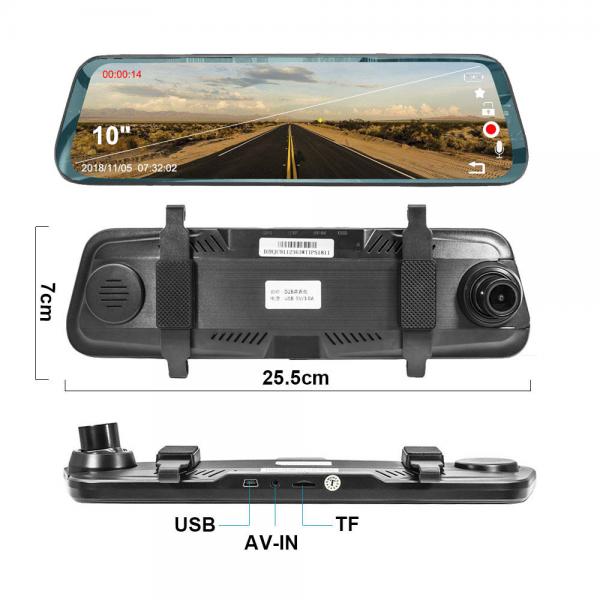 Quality 1080P 1O Inch Stream Media Dual Lens Car Video Dash Camera for sale