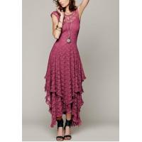 China Oem Apparel Manufacturers Women'S Sleeveless Lace Floral Elegant Cocktail Dress Crew Neck Long Dress factory