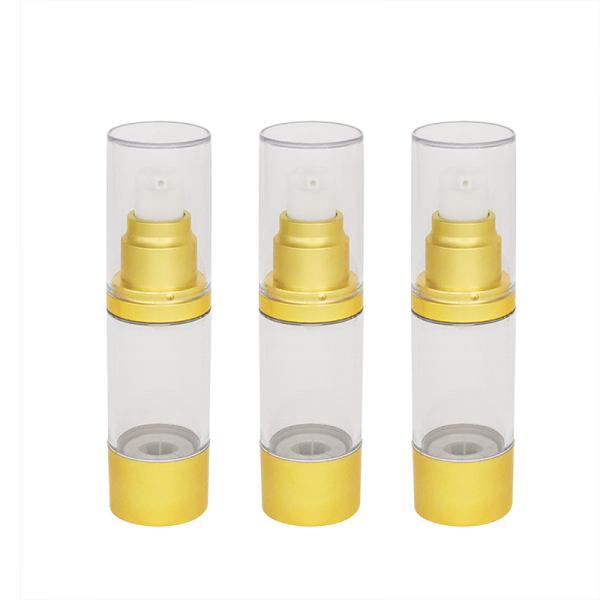 Quality empty clear Gold Airless Pump Bottle for skincare packaging for sale