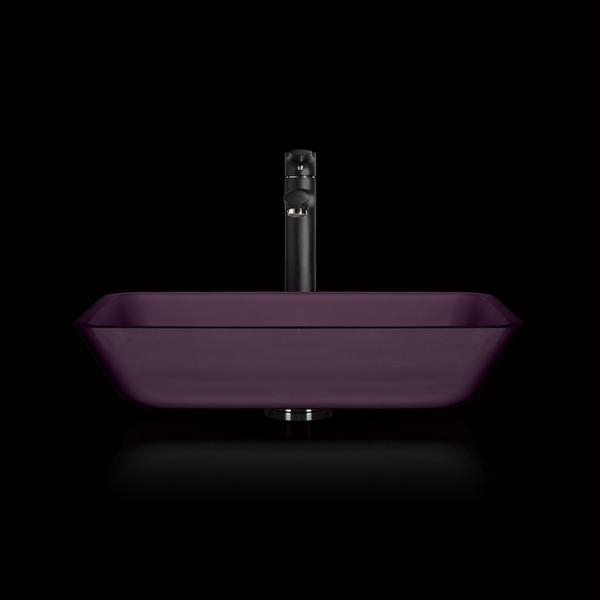 Quality Rectangular Vessel Bathroom Sink Acid Matt Purple Glass Countertop for sale
