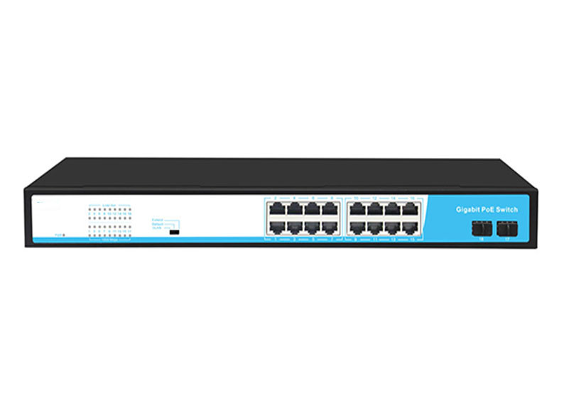 China 16 Port POE Network Switch Full Gigabit Support VLAN with 2 Fiber Ports factory