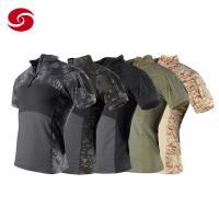 Quality Stand Collar Breathable Mesh Short Sleeves Military Tactical Shirt With Zipper for sale