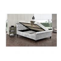 China Fabric Grey Velvet King Size Bed Frame With Crystal Buttons factory