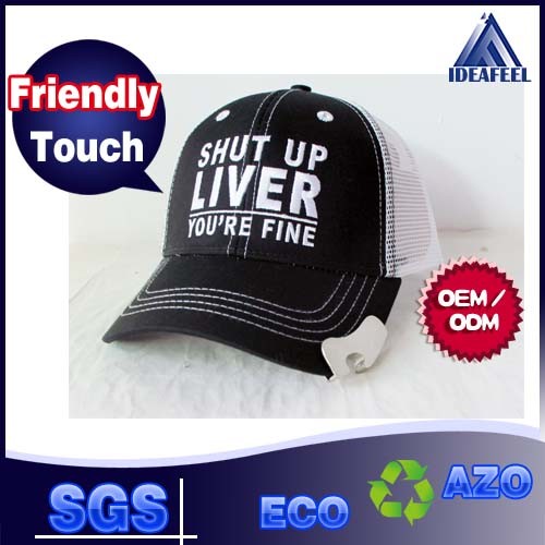China Silver Bullet Mesh Trucker Hats For Opening The Bottle Cover Embroidering 3D Logo factory
