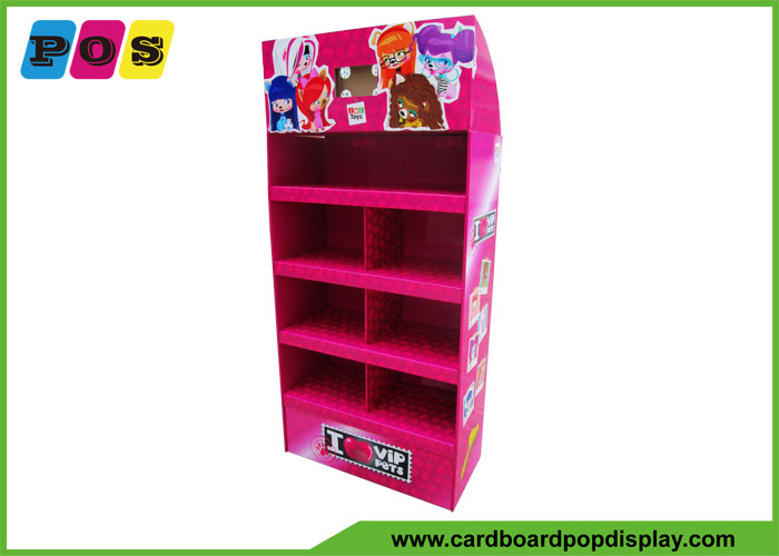 China Supermarket POP Toy Display Stand 4 Shelf Floor Paper Cardboard Display Rack For Plush Dolls factory