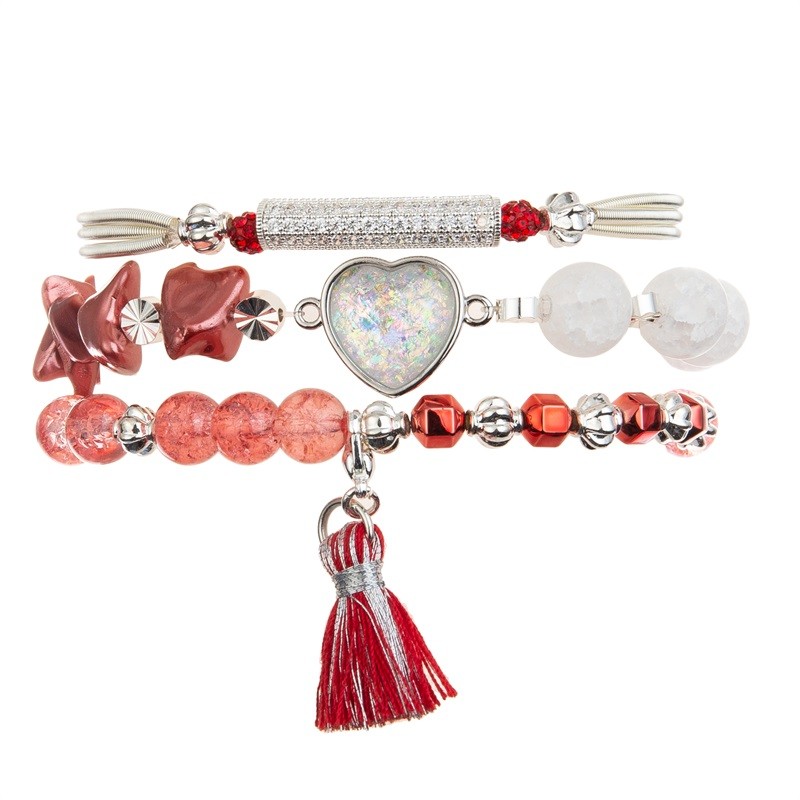 China Girls Love Heart Charm Bracelet With Mystic Glowing Red Crystal for sale