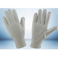 China Bleached White Cotton Inspection Gloves , Cotton Glove Liners Hemming Cuff factory