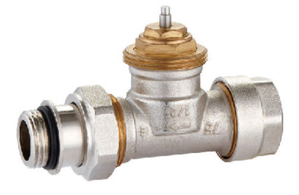 Quality Straight Thermostatic Radiator Valve 1/2'' With Adapter For 16mm PEX Pipe Nickel for sale