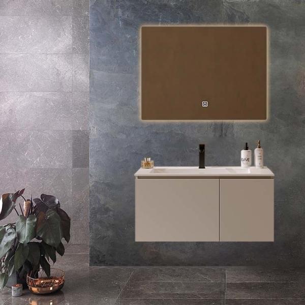 Quality Integrated Basin Wood Bathroom Vanity 80cm Bathroom Vanities With Mirror for sale