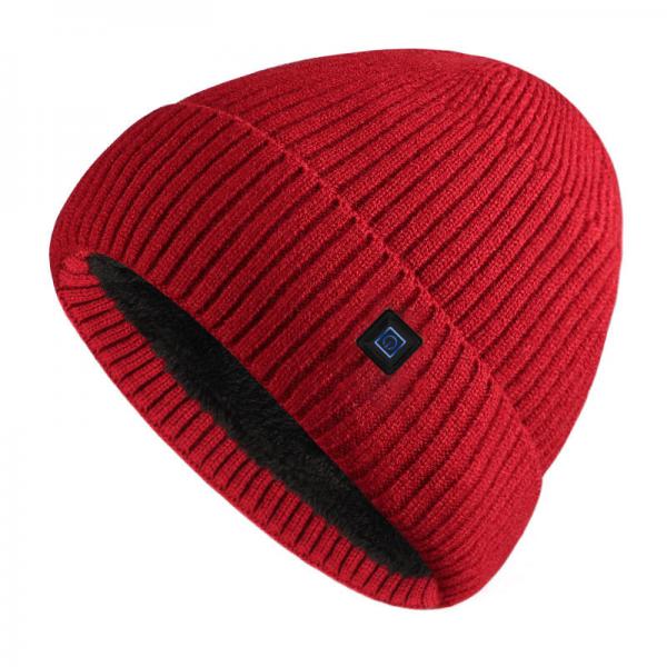 Quality Knit Rechargeable Heated Beanie , USB Heated Hat Overheat Protection for sale