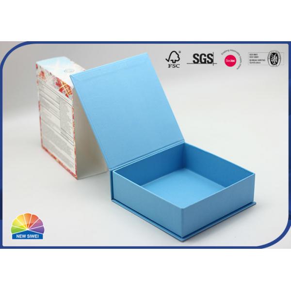 Quality Blue Rigid Hinged Lid Gift Box For Suntan Set Packaging Debossing Logo for sale