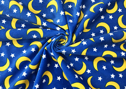 Quality 140GSM Cotton Velvet Fabric Water Printing For Home Textile Moons Stars Pattern for sale