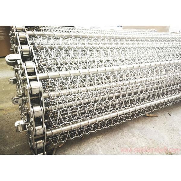 Quality Durable Stainless Steel Wire Belt , Food Cleaning Chain Link Conveyor Belt for sale