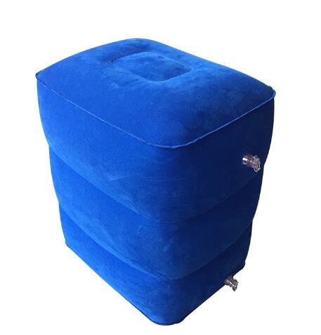 China Blue Portable Inflatable Footrest Pillow PVC And Flocking Foot Cushion factory