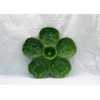 China Ceramic 5 Part  Snacks Plates Dolomite Cabbage Leaf Design Green Candy Decoration Plates for sale