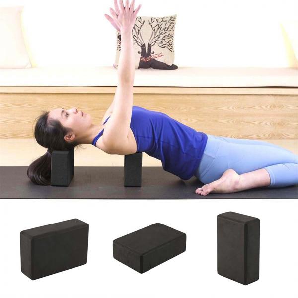 Quality Black Yoga Exercise Blocks Indoor Foam Yoga Brick Stretching Aid Gym Pilates for sale