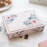 China Pink Flowers Coated Foldable Box With Ribbon With Ribbon CMYK Printing For Packaging for sale