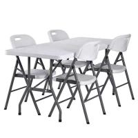 China 5 Feet Outdoor Portable Plastic Folding Table Chair Wild White Table 4 People factory