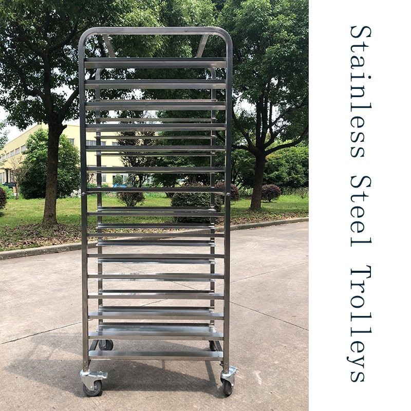 China Rk Bakeware China-Stainless Steel Flatpack Rack Trolleys Designed for 16 Inch & 18 Inch Tray factory
