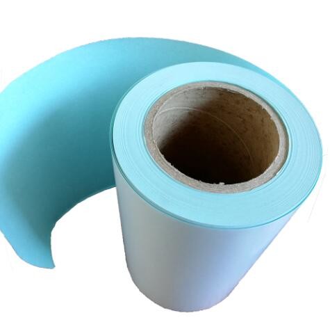 Quality HM2233L Top Thermal Paper Adhesive Label Material Top Thermal Hotmelt Glue Blue Glassine Liner for sale