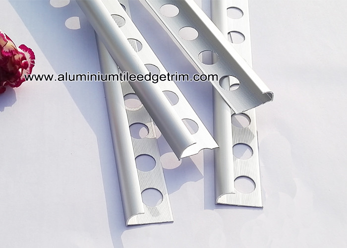 China Ceramic Wall Rounded Corner Aluminium Tile Edge Trim / Profiles Silver Matt factory