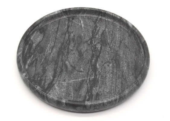 Quality Hotel Natural Round Marble Serving Tray Black Polished Environment Friendly for sale