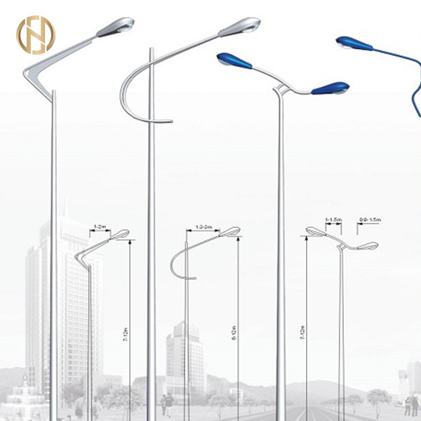 Quality Galvanized Solar Street Light Pole/Steel Light Pole/Lamp Post With Single Or for sale