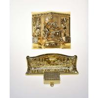 China Gold Color Luxury Coffin Casket Handles 9# Last Supper Design For Metal Casket factory