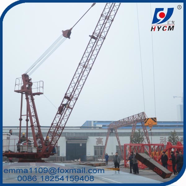 China 6t Load Capacity Derrick Luffing Tower Crane Without counter weight and Mast Section factory