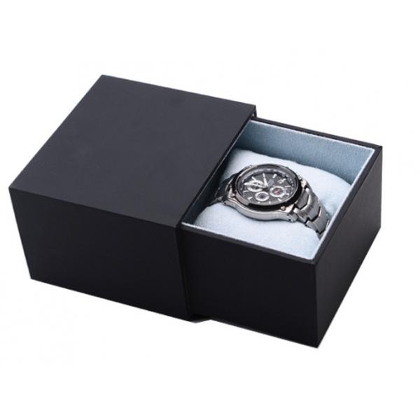 Quality Custom Black Single Watch Box Rectangle Silk Pillow Inside Screen Printing for sale