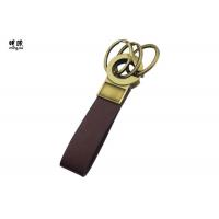 China Antique Bronze Metal Leather Strap Keychain , 42g Personalised Leather Key Fob factory