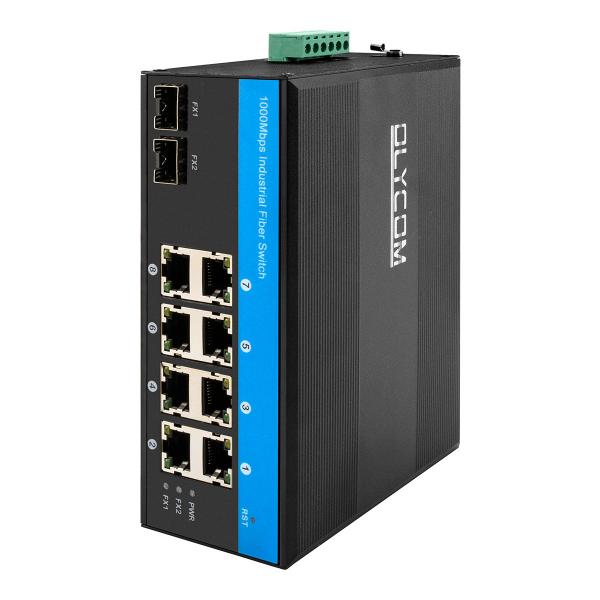Quality 10 Port Gigabit Industrial Network Switch Din Rail Installation With 8*RJ45 Ports for sale