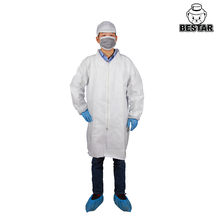 China 2XL Microporous Film Disposable Jacket Surgical Lab Coat Blouse With Zipper factory
