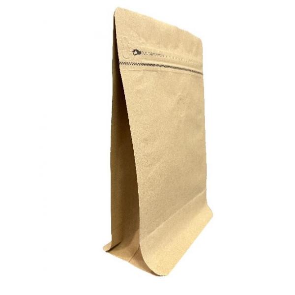 Quality Coffee Kraft Paper Packaging Pouch Heat Seal Flat Bottom With Valve for sale