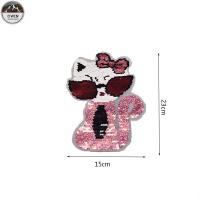 China Sunglasses Cat Reverse Sequin Patch / Sequin Iron On Patches For Bags / Shoes factory