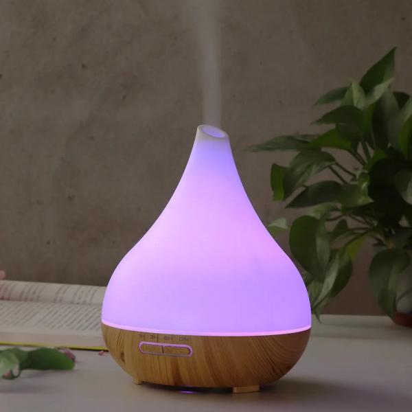Quality 400ml Capacity Mini Aroma Oil Diffuser Wooden Aromatherapy Machine Quiet Remote Control Aroma Diffuser with LED Light for sale
