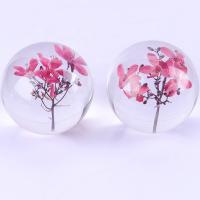 China Artificial Transparent Paperweight , Clear Epoxy Resin Ball With Real Dry Flower Inside factory