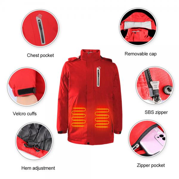 Quality Machine Washable Rechargeable Men Women 4 Heating Zones Electric Hooded Winter Heated Jacket for sale