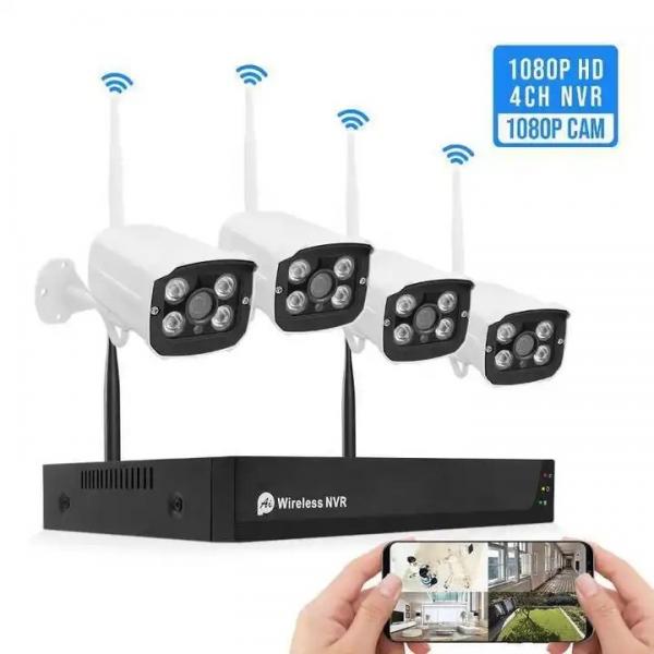 Quality 1080P 4CH WiFi Wireless Camera System White Color With CMOS Sensor for sale
