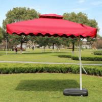China 3m Large Cantilever Umbrella Red Garden Parasol With Base factory