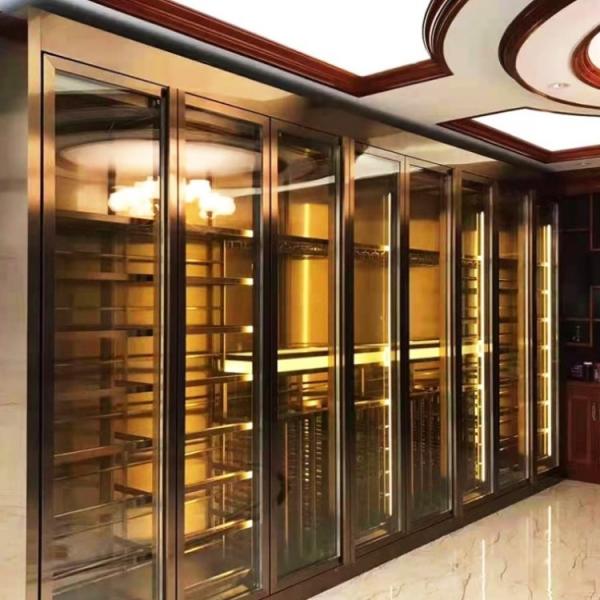 Quality Modern Living Room Metal Wine Cabinet Stainless Steel With Glass for sale