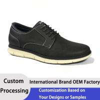China Casual Mens Black Loafers Shock Absorbing Simple Leather Formal Shoes factory