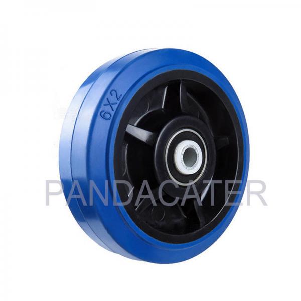 Quality 6 Inch Heavy Duty Swivel Casters , Blue Super Elastic Rubber Wheels for sale