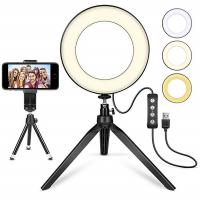 China LED Ring Light 6&quot; with Tripod Stand , Mini LED Camera Light with Cell Phone Holder Desktop LED Lamp factory