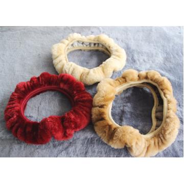 Quality Cute Girly Car Steering Wheel Covers , Winter Real Fur Steering Wheel Cover for sale